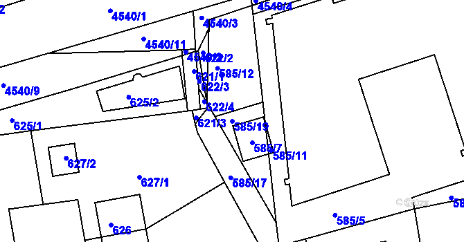Parcela st. 585/19 v KÚ Strašnice, Katastrální mapa