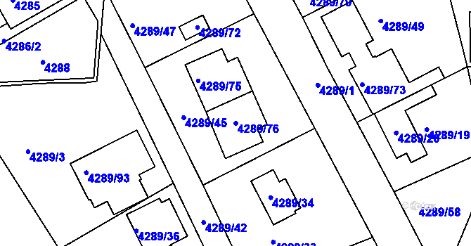 Parcela st. 4289/76 v KÚ Strašnice, Katastrální mapa