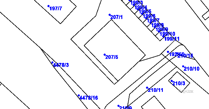 Parcela st. 207/5 v KÚ Strašnice, Katastrální mapa
