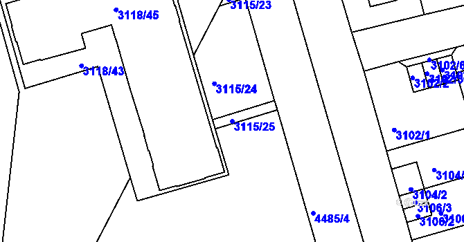 Parcela st. 3115/25 v KÚ Strašnice, Katastrální mapa