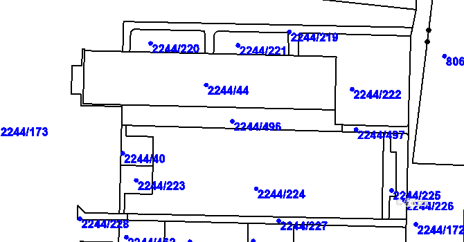 Parcela st. 2244/496 v KÚ Strašnice, Katastrální mapa
