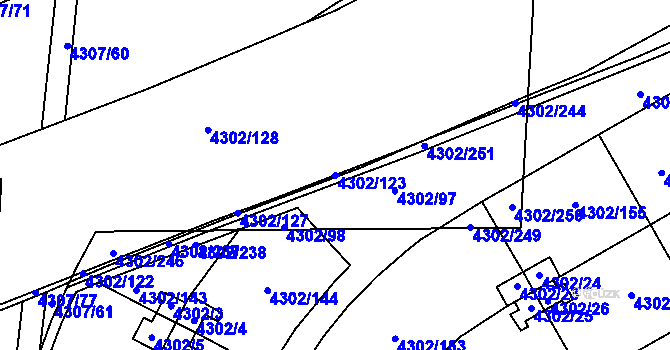 Parcela st. 4302/123 v KÚ Strašnice, Katastrální mapa
