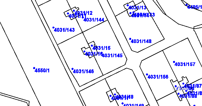 Parcela st. 4031/145 v KÚ Strašnice, Katastrální mapa