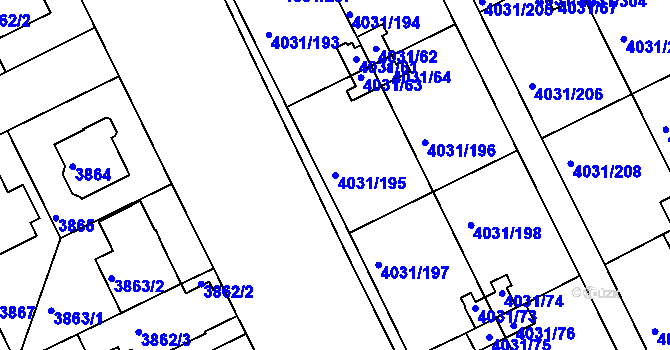 Parcela st. 4031/195 v KÚ Strašnice, Katastrální mapa