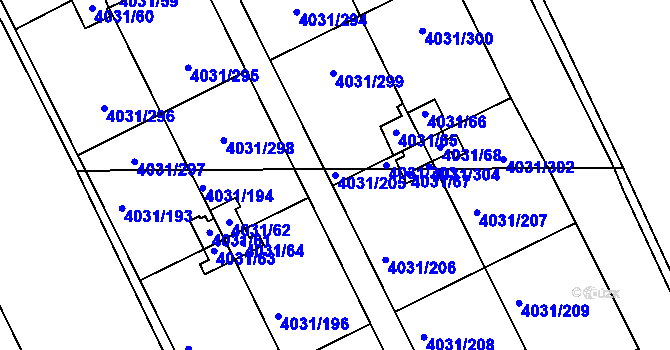 Parcela st. 4031/205 v KÚ Strašnice, Katastrální mapa