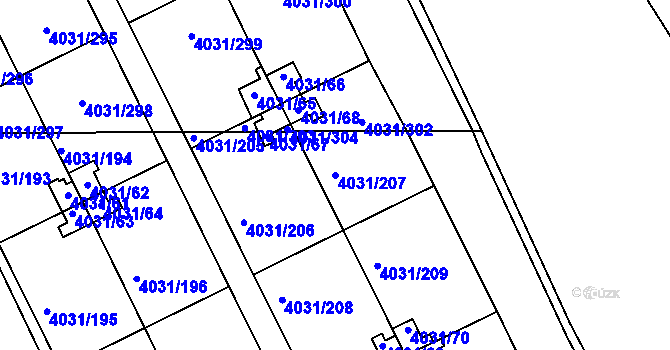 Parcela st. 4031/207 v KÚ Strašnice, Katastrální mapa