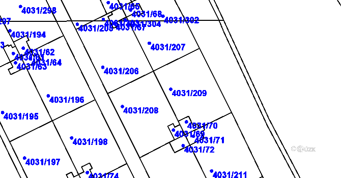 Parcela st. 4031/209 v KÚ Strašnice, Katastrální mapa