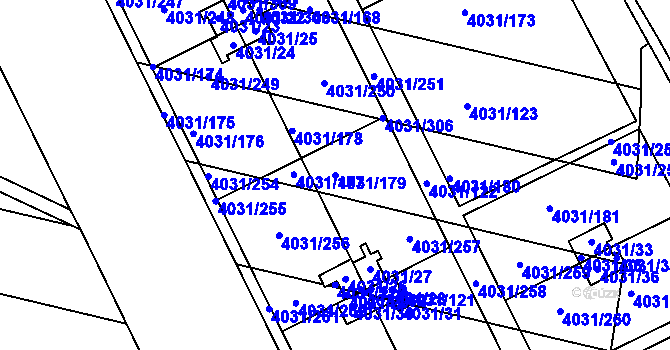 Parcela st. 4031/179 v KÚ Strašnice, Katastrální mapa