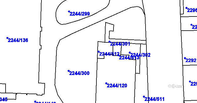 Parcela st. 2244/512 v KÚ Strašnice, Katastrální mapa