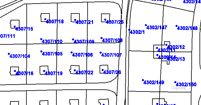 Parcela st. 4307/107 v KÚ Strašnice, Katastrální mapa