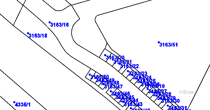 Parcela st. 3163/20 v KÚ Strašnice, Katastrální mapa