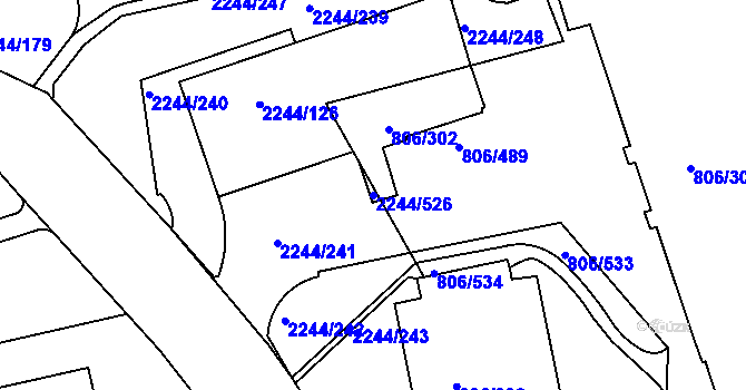 Parcela st. 2244/526 v KÚ Strašnice, Katastrální mapa
