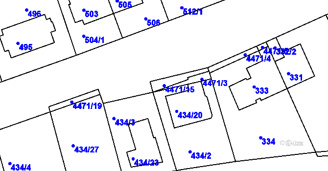 Parcela st. 4471/15 v KÚ Strašnice, Katastrální mapa