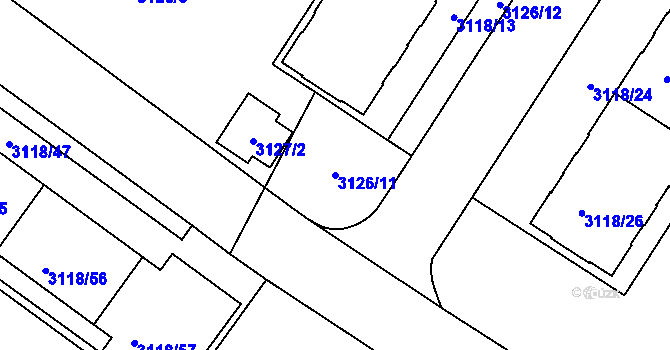 Parcela st. 3126/11 v KÚ Strašnice, Katastrální mapa