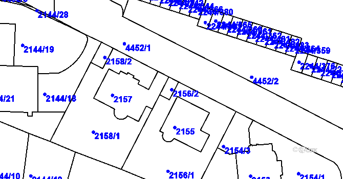 Parcela st. 2156/2 v KÚ Strašnice, Katastrální mapa