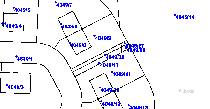 Parcela st. 4049/26 v KÚ Strašnice, Katastrální mapa