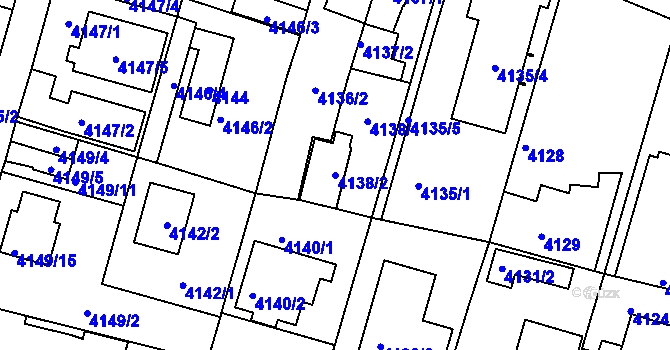 Parcela st. 4138/2 v KÚ Strašnice, Katastrální mapa