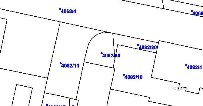 Parcela st. 4082/18 v KÚ Strašnice, Katastrální mapa