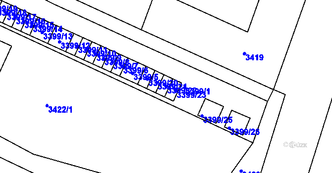 Parcela st. 3399/22 v KÚ Strašnice, Katastrální mapa