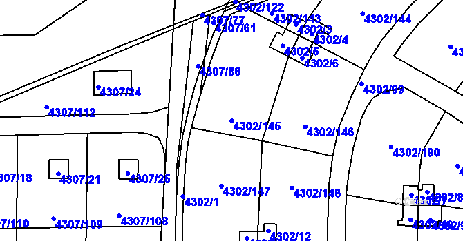 Parcela st. 4302/145 v KÚ Strašnice, Katastrální mapa