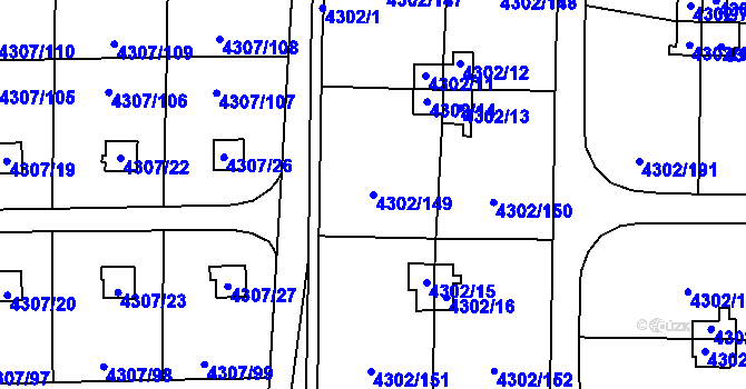 Parcela st. 4302/149 v KÚ Strašnice, Katastrální mapa