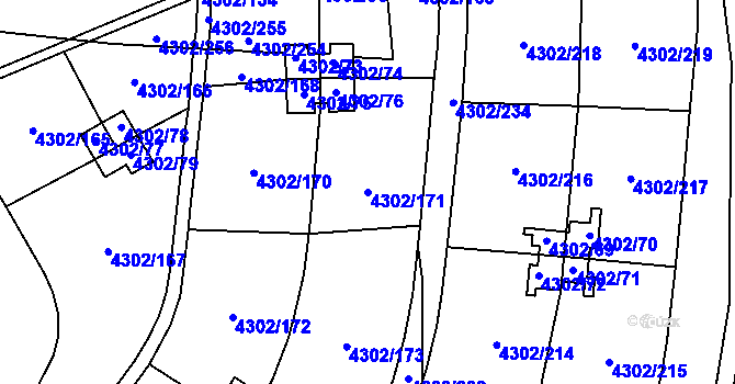 Parcela st. 4302/171 v KÚ Strašnice, Katastrální mapa
