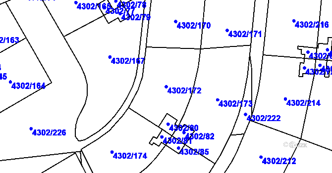 Parcela st. 4302/172 v KÚ Strašnice, Katastrální mapa