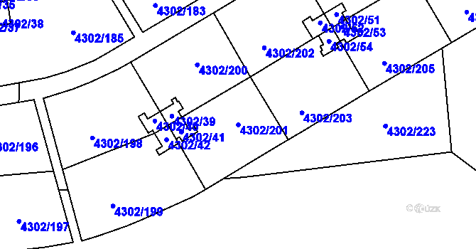 Parcela st. 4302/201 v KÚ Strašnice, Katastrální mapa