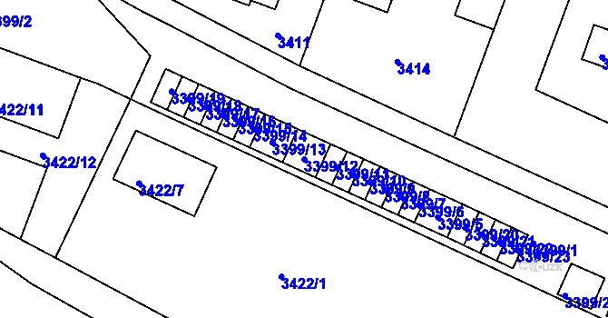 Parcela st. 3399/12 v KÚ Strašnice, Katastrální mapa