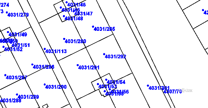 Parcela st. 4031/292 v KÚ Strašnice, Katastrální mapa