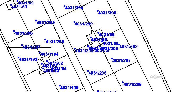 Parcela st. 4031/303 v KÚ Strašnice, Katastrální mapa