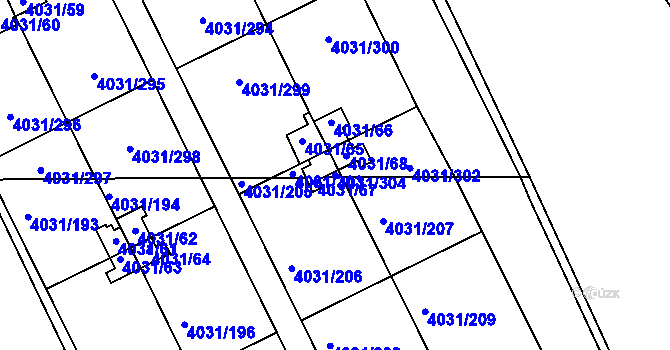 Parcela st. 4031/304 v KÚ Strašnice, Katastrální mapa