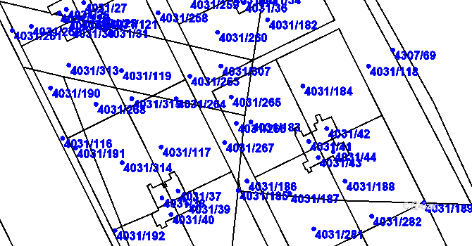 Parcela st. 4031/266 v KÚ Strašnice, Katastrální mapa