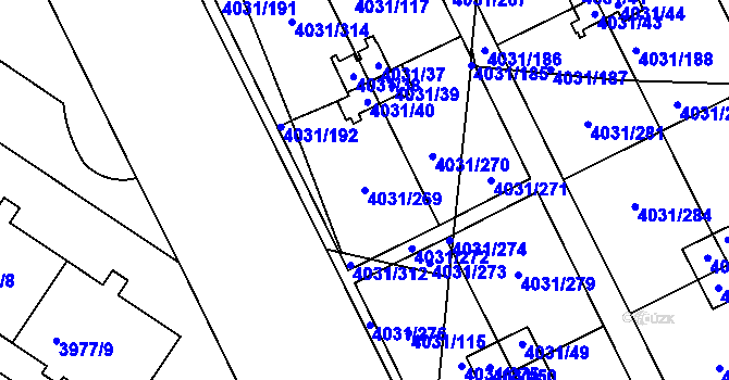 Parcela st. 4031/269 v KÚ Strašnice, Katastrální mapa