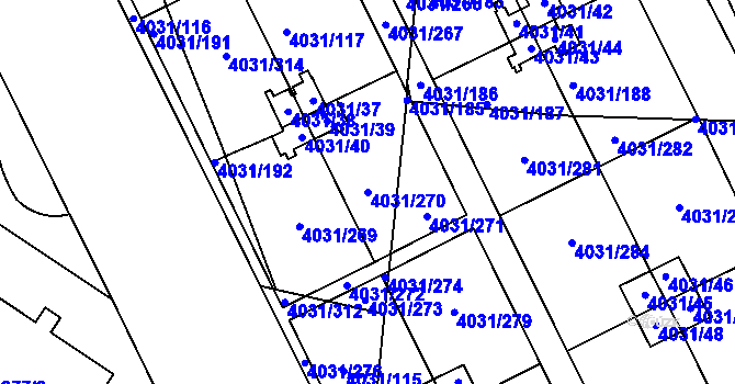 Parcela st. 4031/270 v KÚ Strašnice, Katastrální mapa