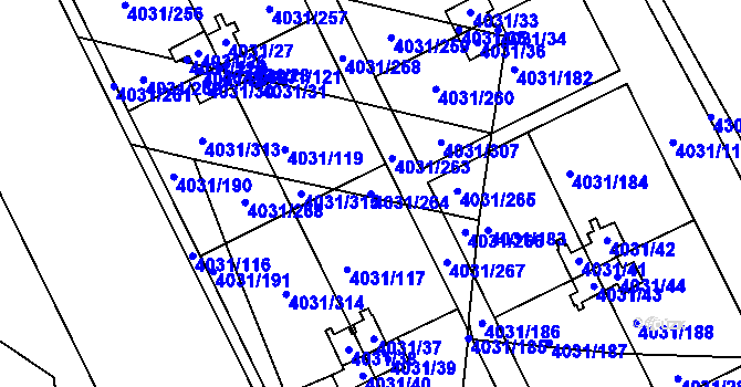 Parcela st. 4031/264 v KÚ Strašnice, Katastrální mapa