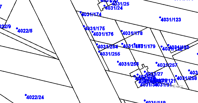 Parcela st. 4031/255 v KÚ Strašnice, Katastrální mapa
