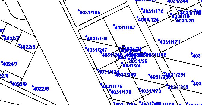 Parcela st. 4031/248 v KÚ Strašnice, Katastrální mapa