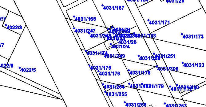 Parcela st. 4031/249 v KÚ Strašnice, Katastrální mapa