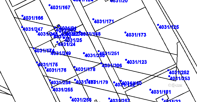Parcela st. 4031/251 v KÚ Strašnice, Katastrální mapa