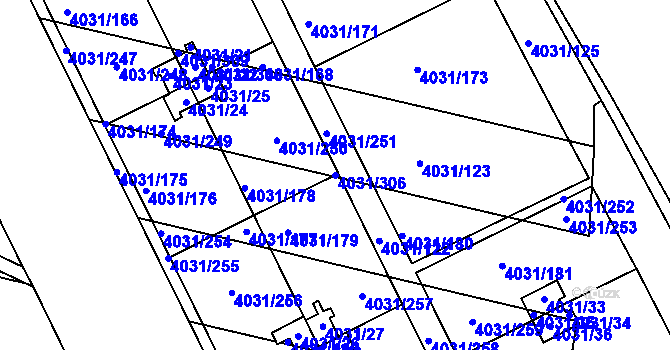 Parcela st. 4031/306 v KÚ Strašnice, Katastrální mapa