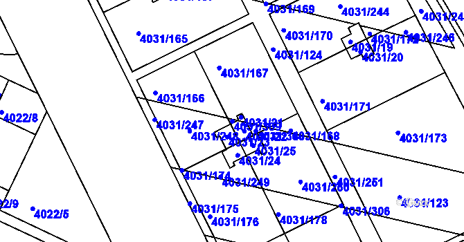 Parcela st. 4031/309 v KÚ Strašnice, Katastrální mapa