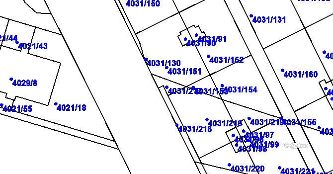 Parcela st. 4031/217 v KÚ Strašnice, Katastrální mapa
