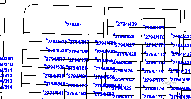 Parcela st. 2794/558 v KÚ Strašnice, Katastrální mapa