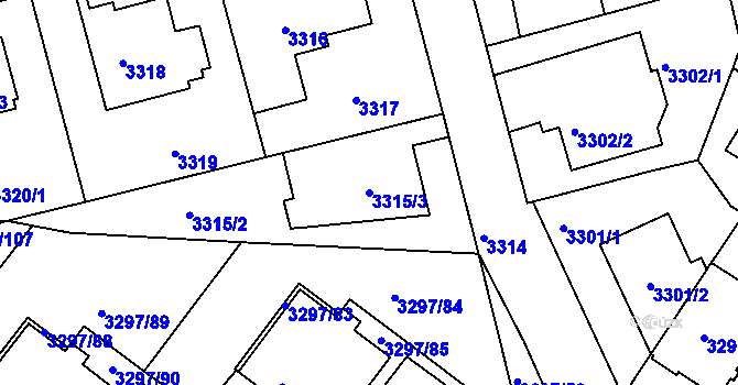 Parcela st. 3315/3 v KÚ Strašnice, Katastrální mapa