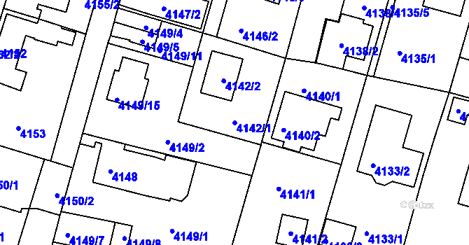 Parcela st. 4142/1 v KÚ Strašnice, Katastrální mapa