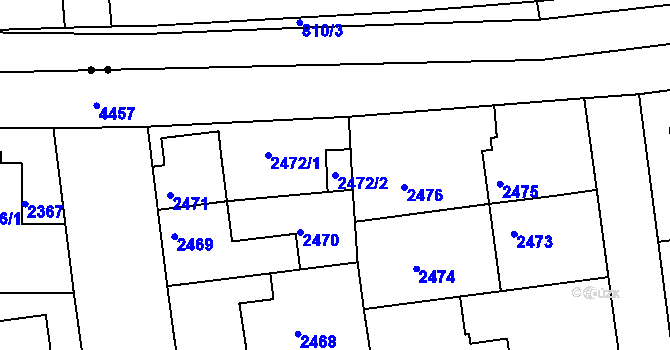 Parcela st. 2472/2 v KÚ Strašnice, Katastrální mapa