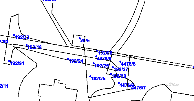 Parcela st. 192/86 v KÚ Strašnice, Katastrální mapa