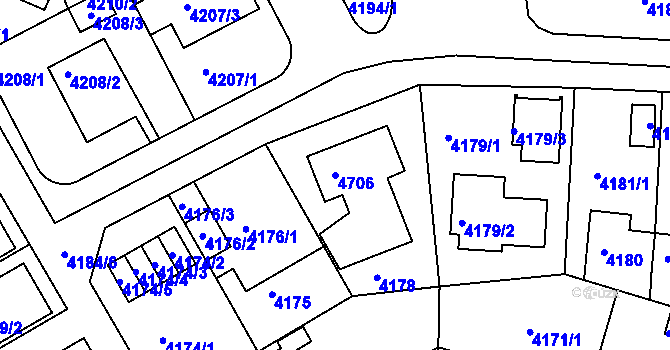 Parcela st. 4706 v KÚ Strašnice, Katastrální mapa