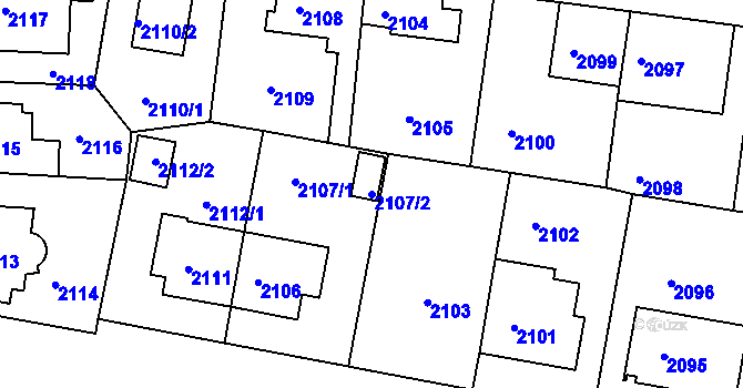 Parcela st. 2107/2 v KÚ Strašnice, Katastrální mapa